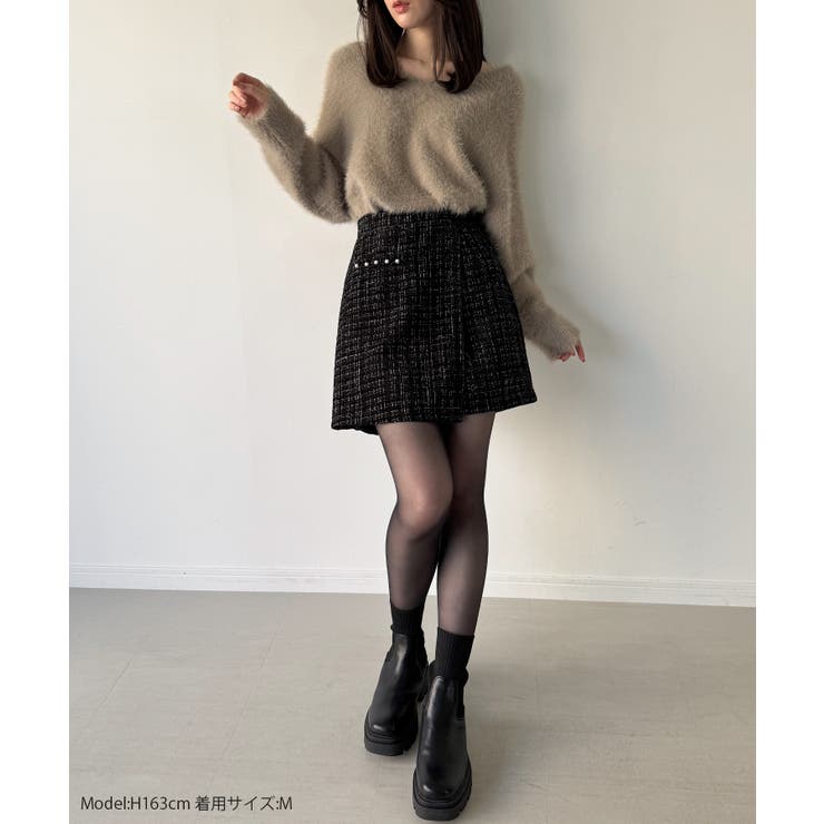 ラメツイードラップデザインスカパン[品番：AMTW0012831]｜JUNOAH