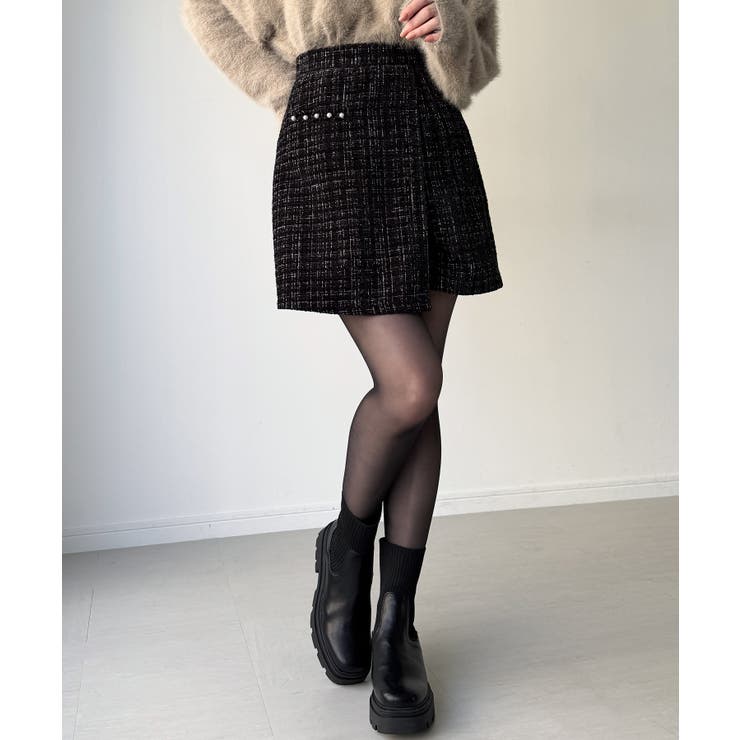 ラメツイードラップデザインスカパン | JUNOAH | 詳細画像4 