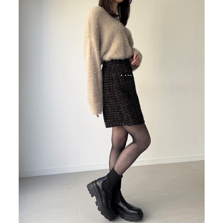 ラメツイードラップデザインスカパン | JUNOAH | 詳細画像5 