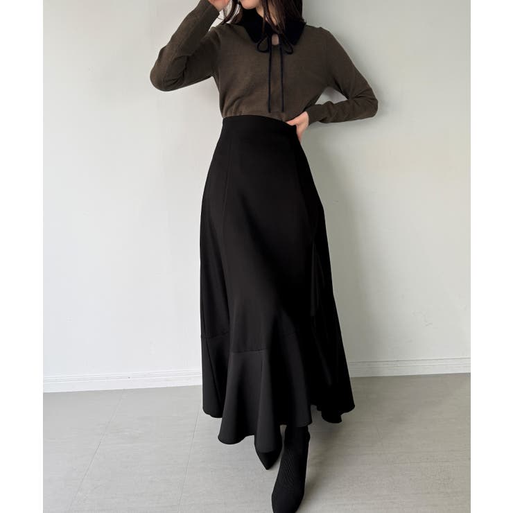 【取り外し可能リボン付き】シャギーカラーニットトップス | JUNOAH | 詳細画像7 