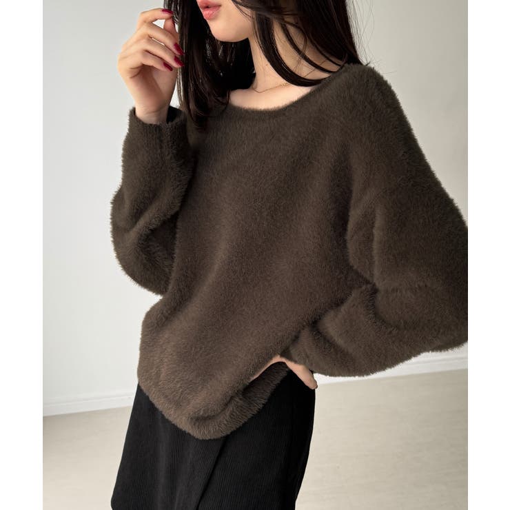 バックベロアリボンシャギーニットトップス | JUNOAH | 詳細画像10 