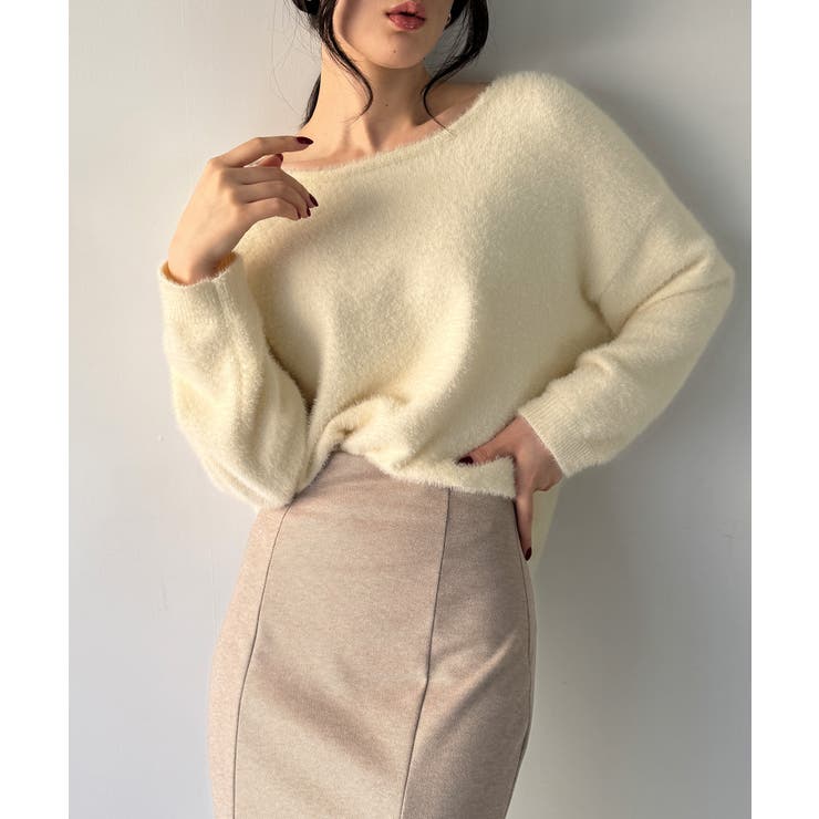 バックベロアリボンシャギーニットトップス | JUNOAH | 詳細画像13 