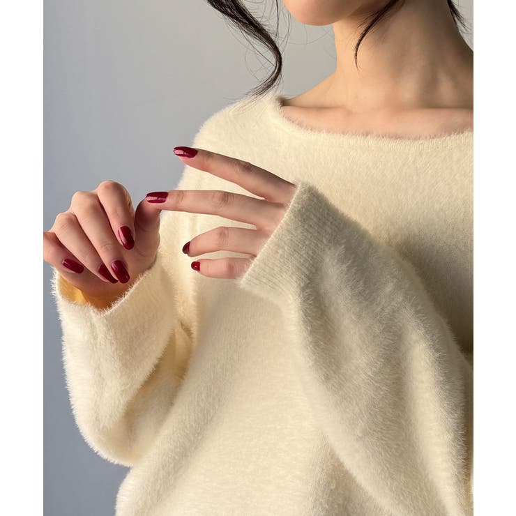 バックベロアリボンシャギーニットトップス | JUNOAH | 詳細画像15 