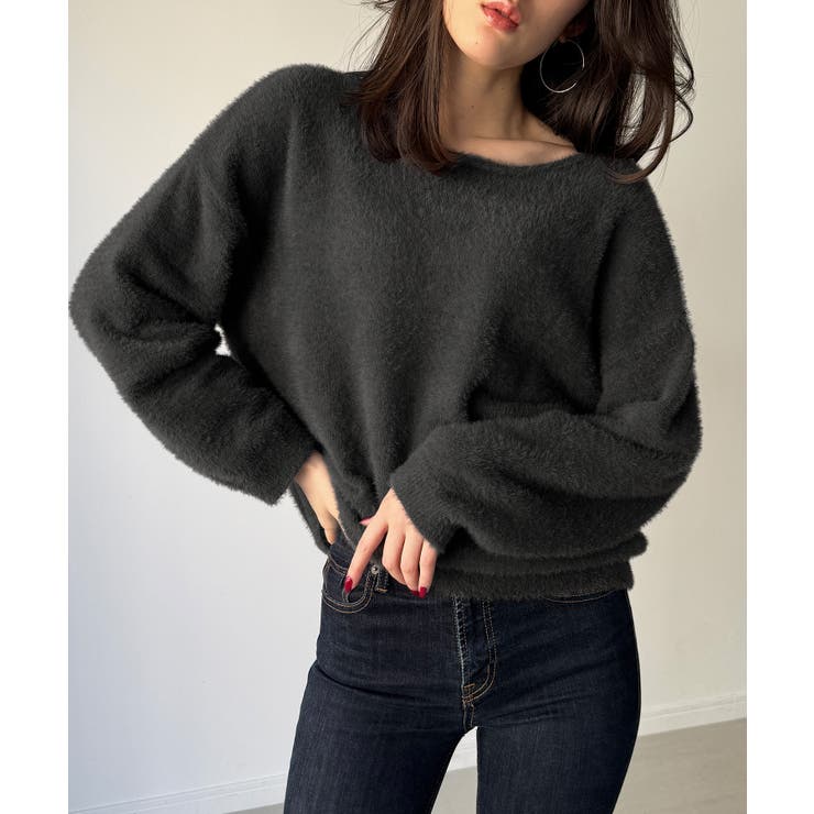 バックベロアリボンシャギーニットトップス | JUNOAH | 詳細画像6 