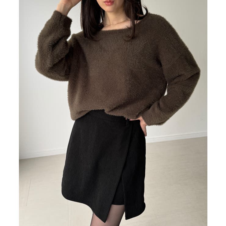 バックベロアリボンシャギーニットトップス | JUNOAH | 詳細画像7 