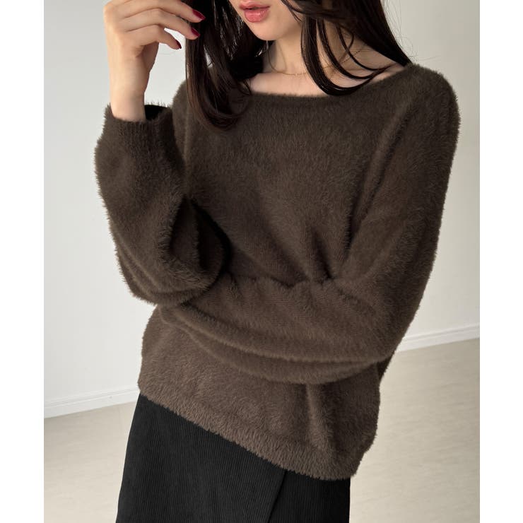 バックベロアリボンシャギーニットトップス | JUNOAH | 詳細画像8 