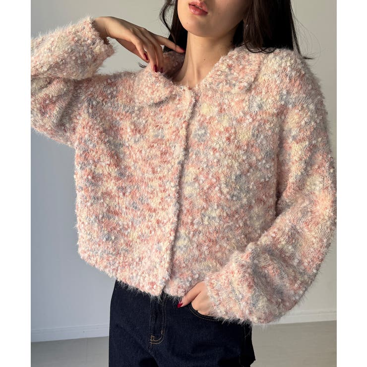 つぶつぶミックスカラー襟付きニットカーディガン | JUNOAH | 詳細画像4 