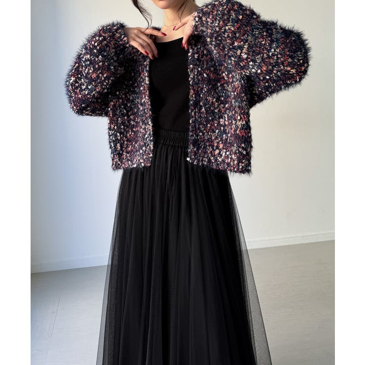 つぶつぶミックスカラー襟付きニットカーディガン | JUNOAH | 詳細画像6 