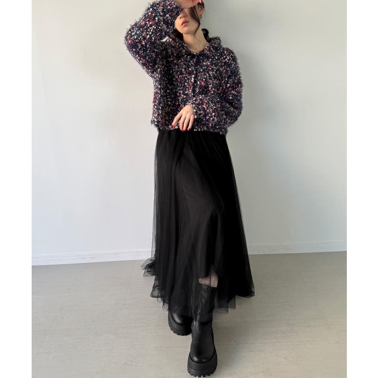 つぶつぶミックスカラー襟付きニットカーディガン | JUNOAH | 詳細画像7 