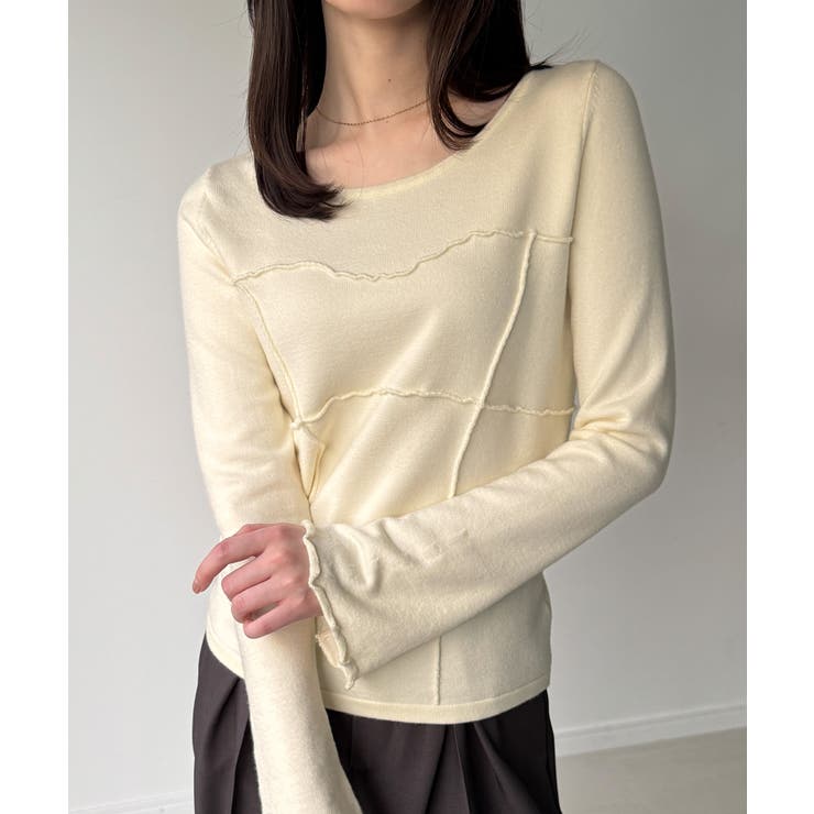 アイボリー | メロービスチェラインニットトップス | JUNOAH