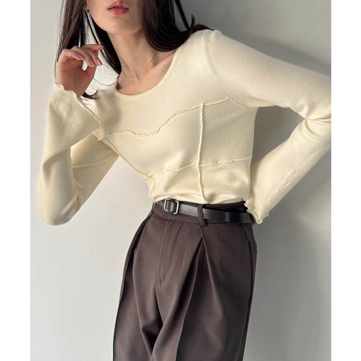 メロービスチェラインニットトップス | JUNOAH | 詳細画像3 