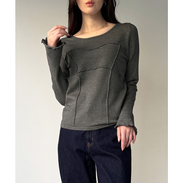 メロービスチェラインニットトップス | JUNOAH | 詳細画像7 