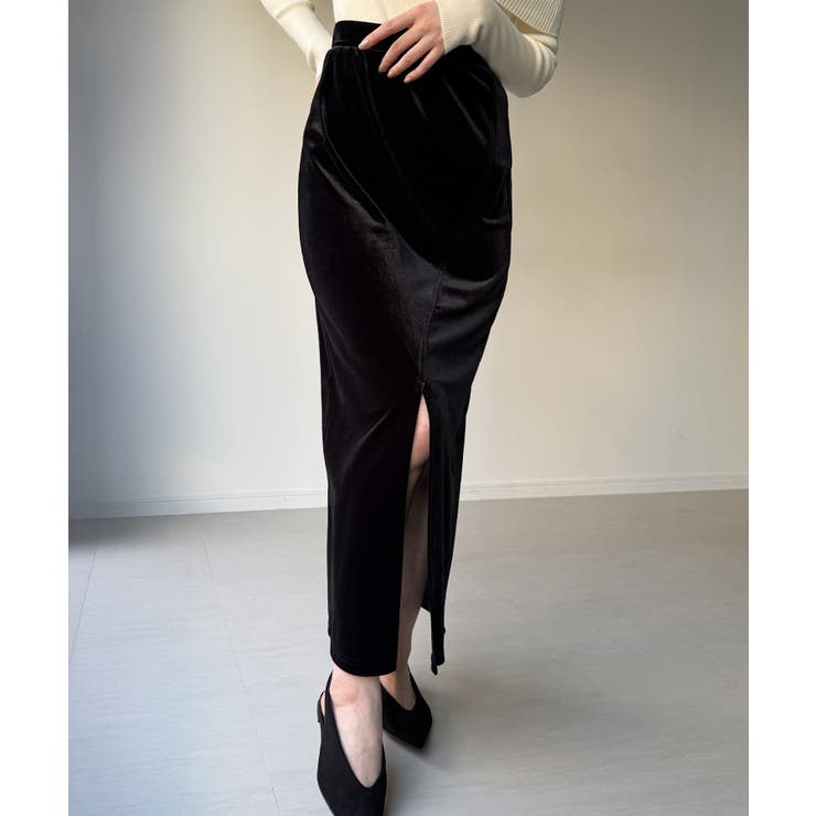 カーブラインベロアスリットスカート | JUNOAH | 詳細画像10 