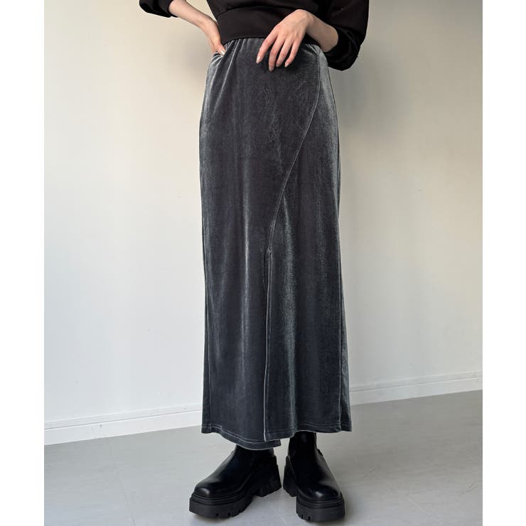 カーブラインベロアスリットスカート | JUNOAH | 詳細画像8 