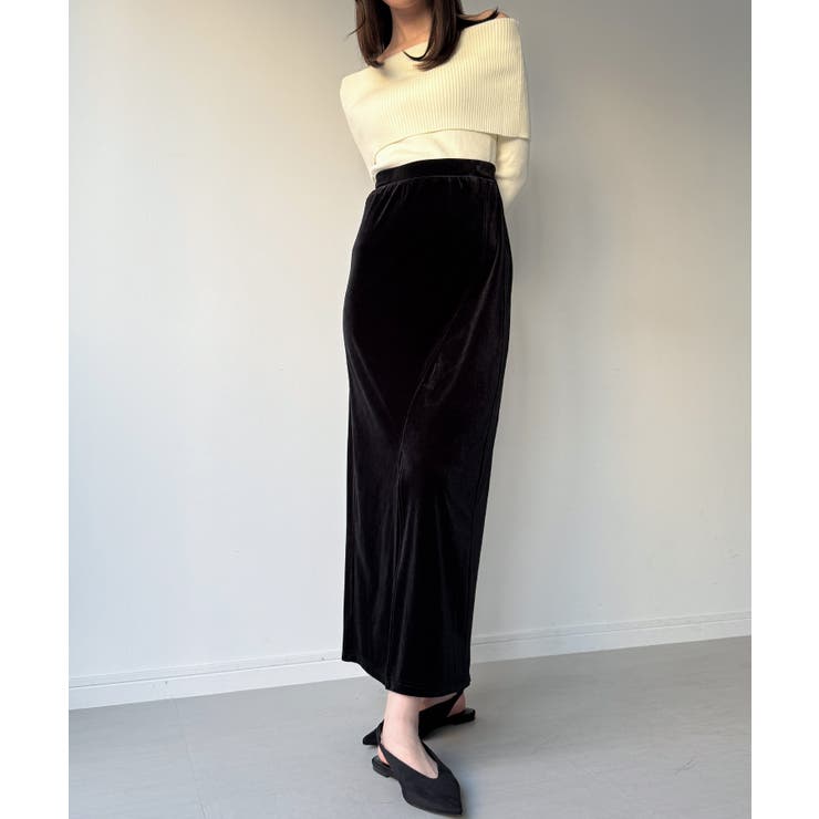 カーブラインベロアスリットスカート | JUNOAH | 詳細画像9 