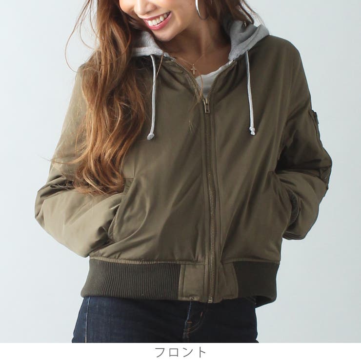 中綿フード付MA 1ジャケット ジャストサイズ[品番：AMTW0000582