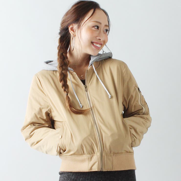 中綿フード付MA 1ジャケット ジャストサイズ[品番：AMTW0000582