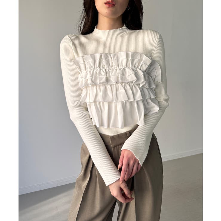 フリルビスチェ風ドッキングリブニット | JUNOAH | 詳細画像10 