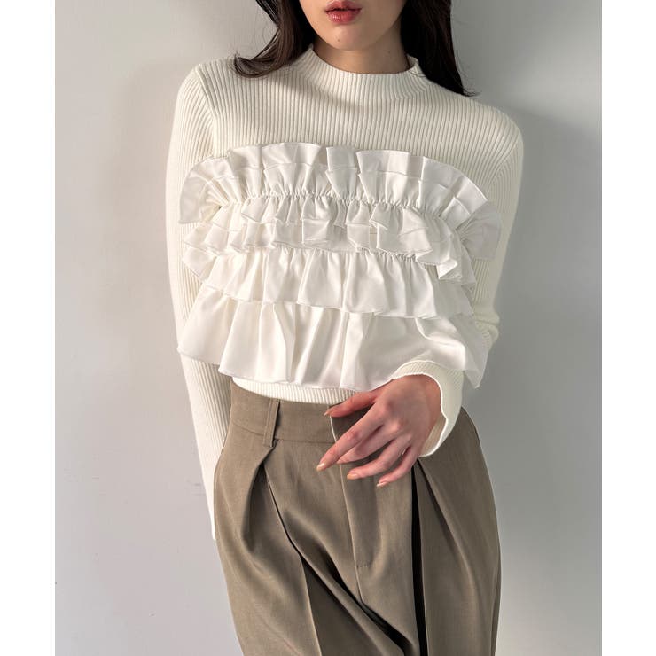 フリルビスチェ風ドッキングリブニット | JUNOAH | 詳細画像11 