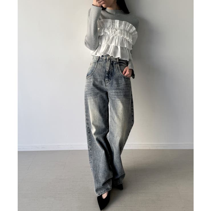 フリルビスチェ風ドッキングリブニット | JUNOAH | 詳細画像2 