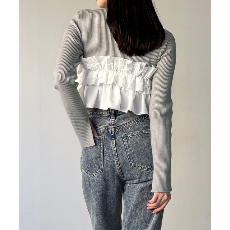 フリルビスチェ風ドッキングリブニット | JUNOAH | 詳細画像5 