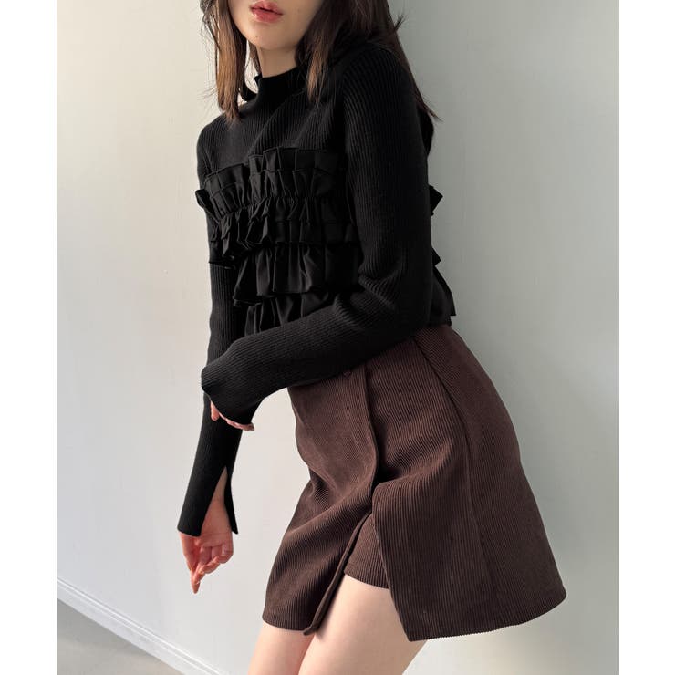 フリルビスチェ風ドッキングリブニット | JUNOAH | 詳細画像7 