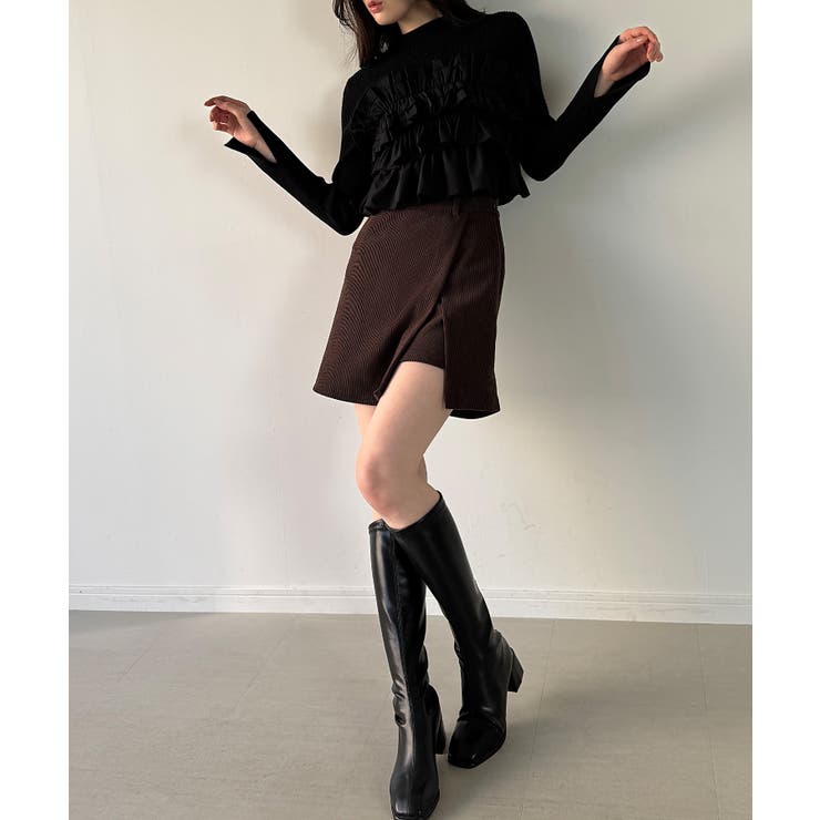 フリルビスチェ風ドッキングリブニット | JUNOAH | 詳細画像8 