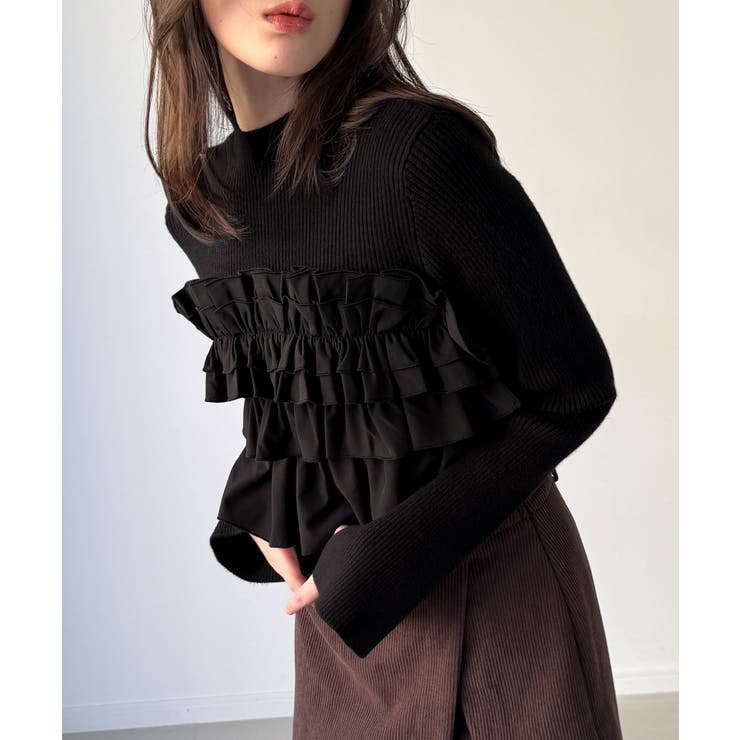 フリルビスチェ風ドッキングリブニット | JUNOAH | 詳細画像9 