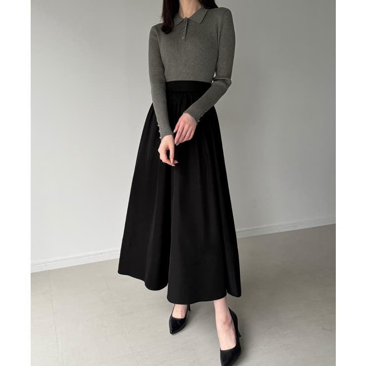 ポロリブニットドッキングワンピース | JUNOAH | 詳細画像5 