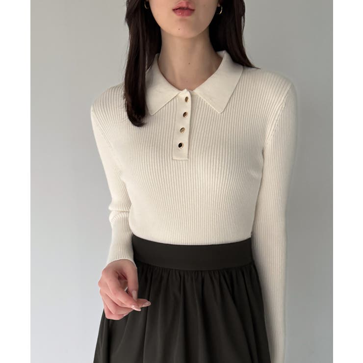 ポロリブニットドッキングワンピース | JUNOAH | 詳細画像9 