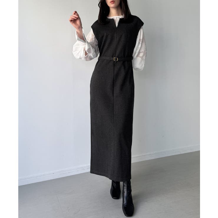 キーネックIラインロングワンピース | JUNOAH | 詳細画像5 