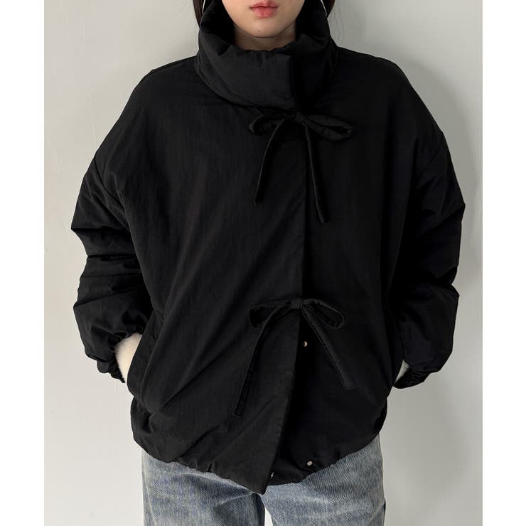 スタンドカラーリボン中綿アウター | JUNOAH | 詳細画像1 