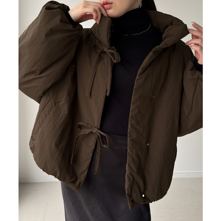 スタンドカラーリボン中綿アウター | JUNOAH | 詳細画像14 