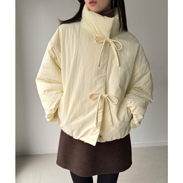 スタンドカラーリボン中綿アウター | JUNOAH | 詳細画像18 