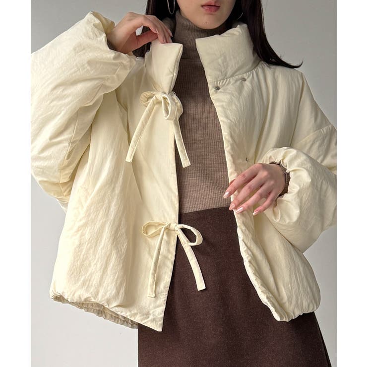 スタンドカラーリボン中綿アウター | JUNOAH | 詳細画像19 