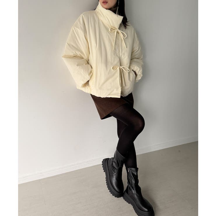 スタンドカラーリボン中綿アウター | JUNOAH | 詳細画像20 