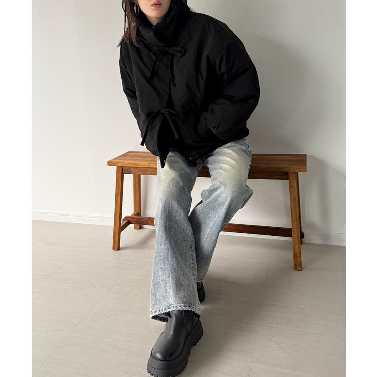 スタンドカラーリボン中綿アウター | JUNOAH | 詳細画像7 