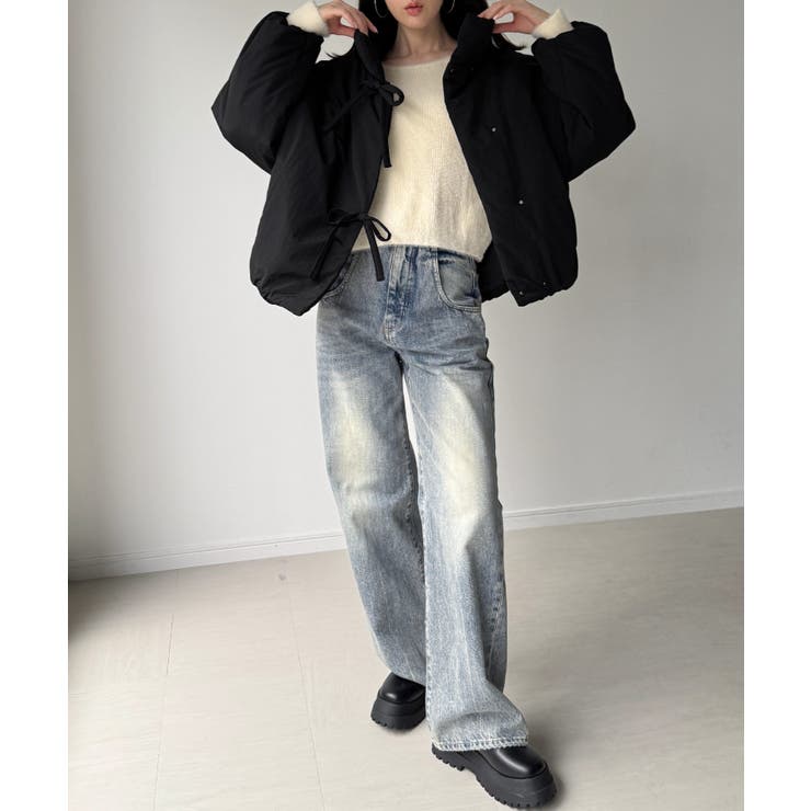 スタンドカラーリボン中綿アウター | JUNOAH | 詳細画像8 