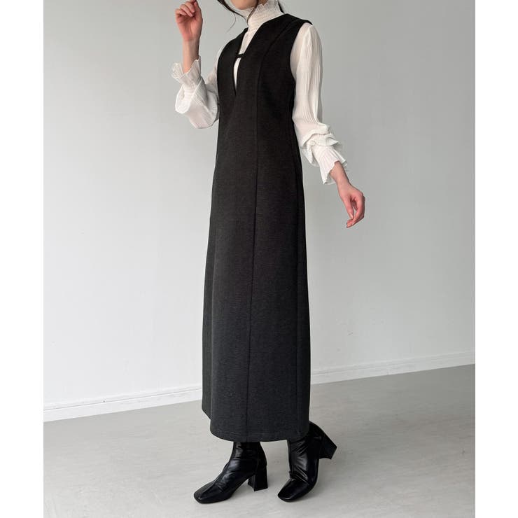 バックオープンIラインワンピース[品番：AMTW0012854]｜junoah