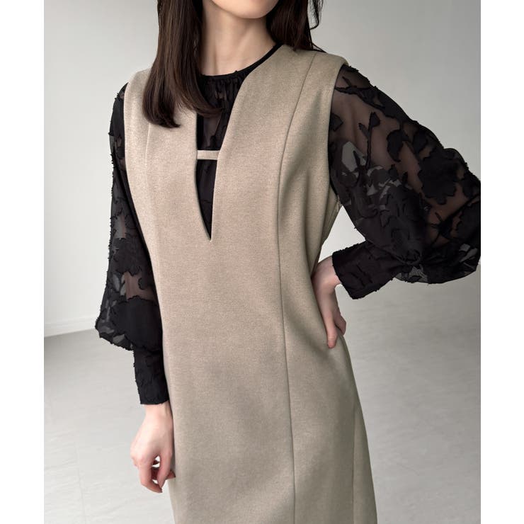 バックオープンIラインワンピース[品番：AMTW0012854]｜junoah