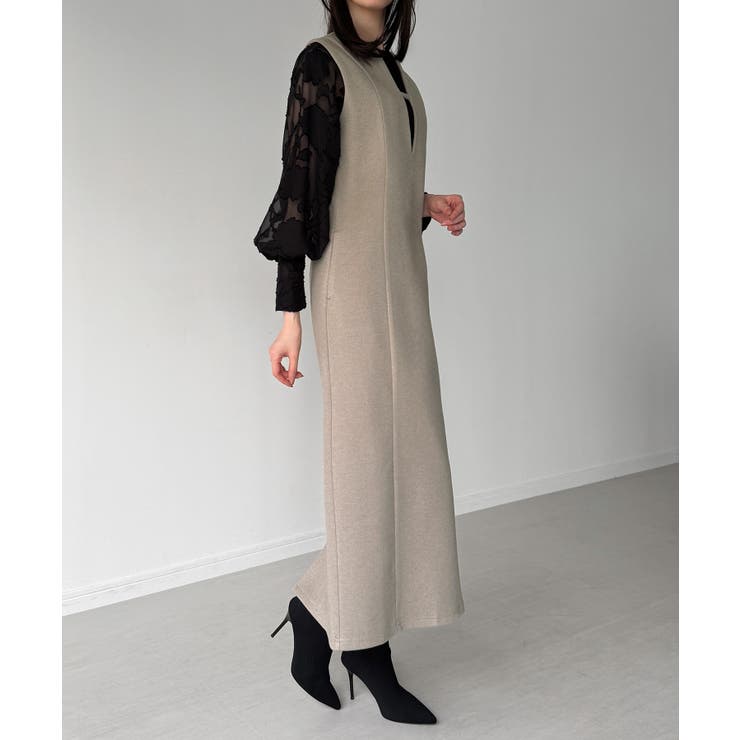 バックオープンIラインワンピース[品番：AMTW0012854]｜junoah