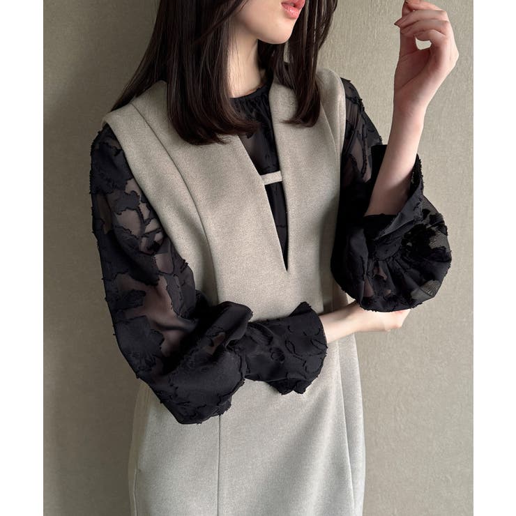 バックオープンIラインワンピース[品番：AMTW0012854]｜junoah