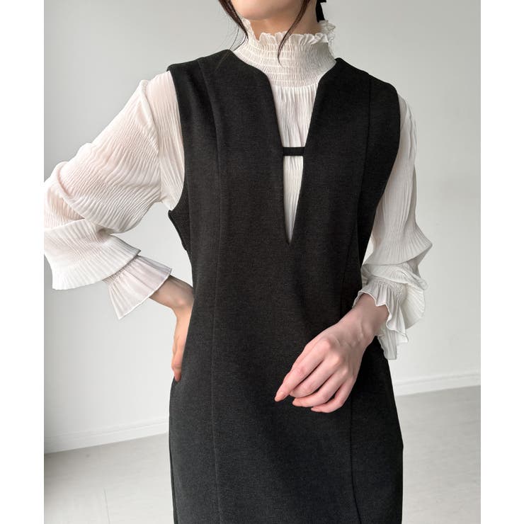 バックオープンIラインワンピース[品番：AMTW0012854]｜junoah