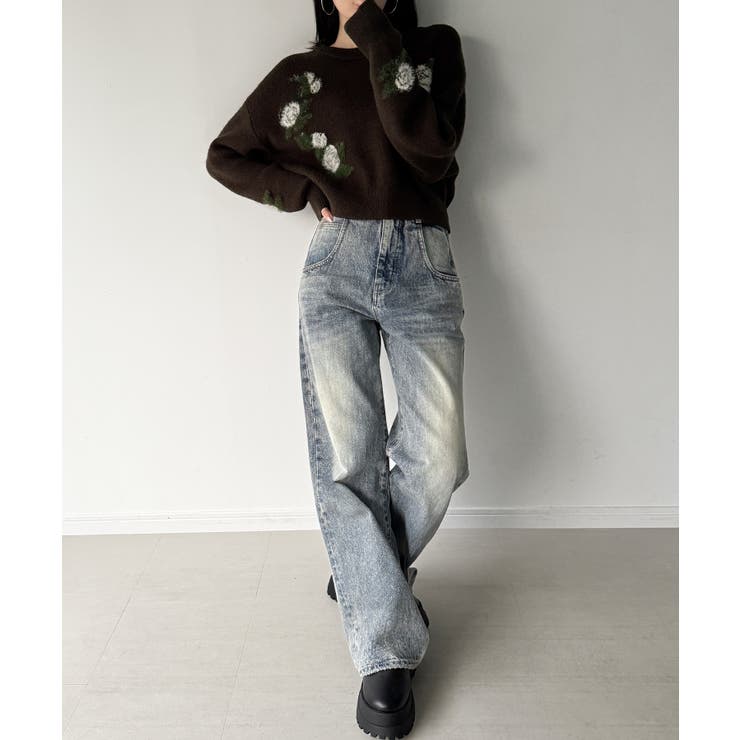 花柄ジャガードショートニット | JUNOAH | 詳細画像11 