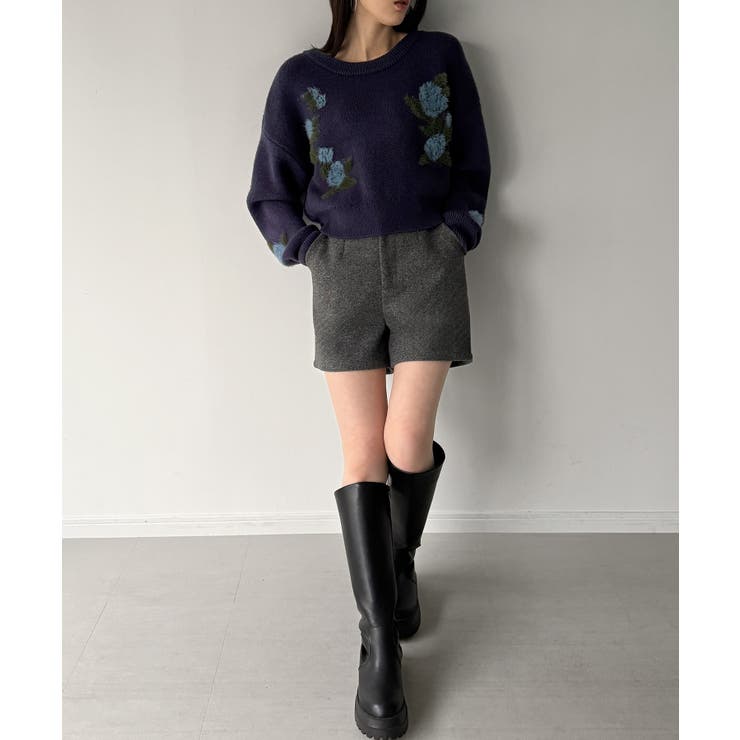 花柄ジャガードショートニット | JUNOAH | 詳細画像13 