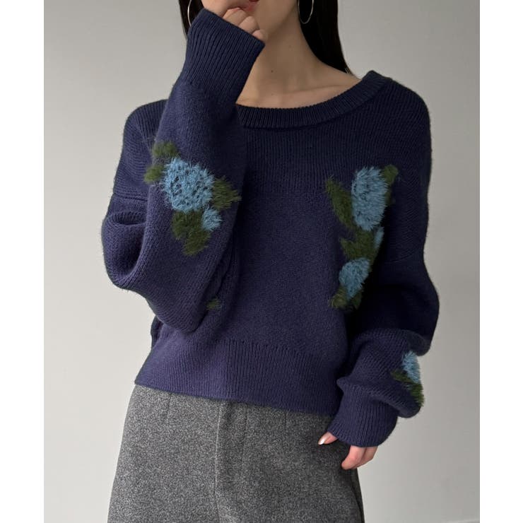 花柄ジャガードショートニット | JUNOAH | 詳細画像15 