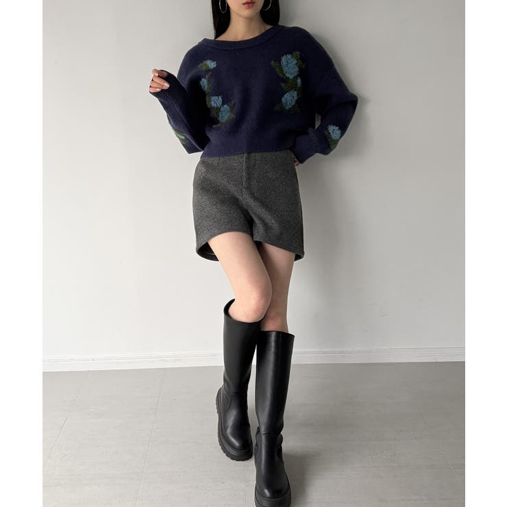 花柄ジャガードショートニット | JUNOAH | 詳細画像17 