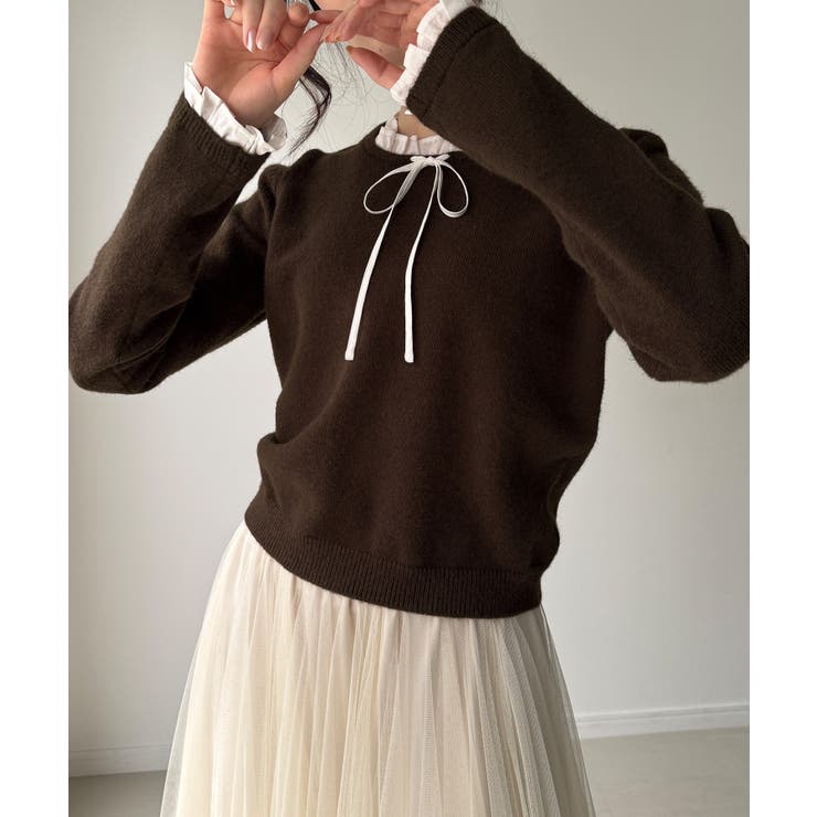 フリルレイヤードニットプルオーバー  | JUNOAH | 詳細画像11 