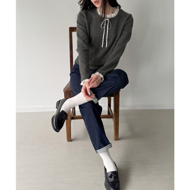 フリルレイヤードニットプルオーバー  | JUNOAH | 詳細画像2 