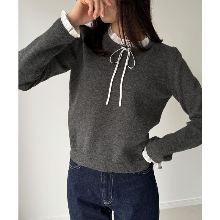 フリルレイヤードニットプルオーバー  | JUNOAH | 詳細画像5 